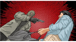 Foto Ilustrasi perampokan dengan senjata api Foto Ilustrasi perampokan dengan senjata api