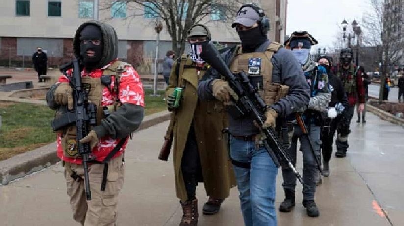 Milisi bersenjata Boogaloo Boys, kelompok anti-pelantikan Presiden terpilih Joe Biden, bermunculan di Michigan, Amerika Serikat.
