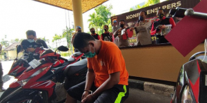 Jumpa pers kasus curanmor modus COD di Mapolrestabes Semarang, Selasa (8/6/2021).