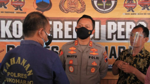 Kapolres Sukoharjo AKBP Wahyu Nugroho Setiawan saat pers rilis di Mapolres Sukoharjo, Selasa (10/8/2021).