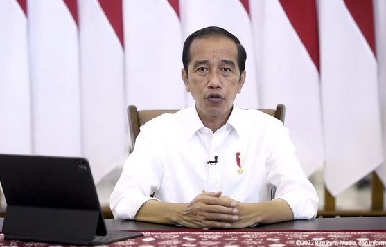 Jokowi saat memberikan pernyataan Cuti Bersama Lebaran 2022